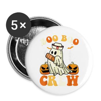 Boo Boo Crew Ghost Halloween Paramedic Nurse - Buttons large 2.2'' (5-pack) - white
