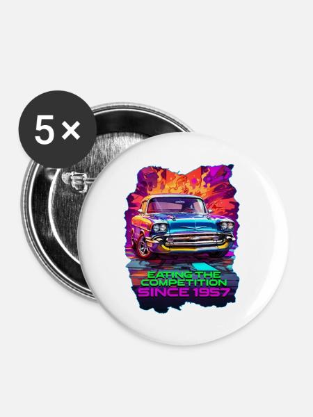 Eating Since 1957 Chevy - Buttons large 2.2'' (5-pack) - white