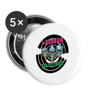 I Scream For Ice Cream - Brain Freeze Skulls - Buttons large 2.2'' (5-pack) - white