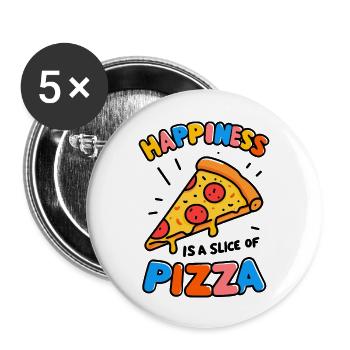 Happiness is a Slice of Pizza - Buttons large 2.2'' (5-pack) - white