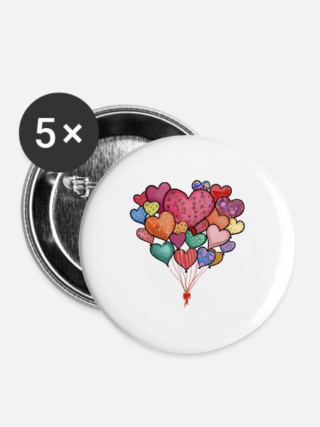 Heart balloons 🎈 - Buttons large 2.2'' (5-pack) - white