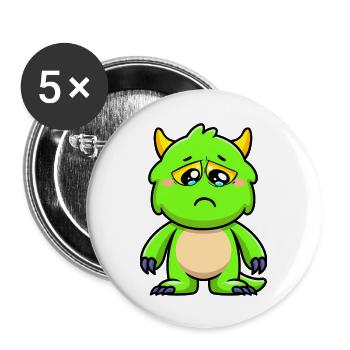 Baby Monster Green Crying Grumpy - Buttons large 2.2'' (5-pack) - white