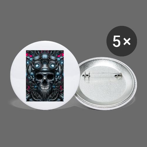 Cyborg Skull - Buttons large 2.2'' (5-pack)