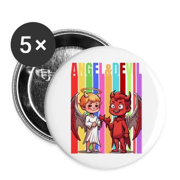 Angel And Devil - Buttons large 2.2'' (5-pack) - white