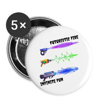 Retro Futuristic Raygun - Buttons large 2.2'' (5-pack) - white