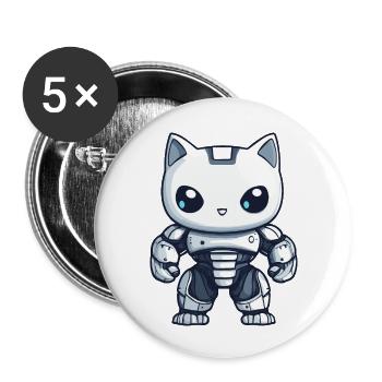 Futuristic Cyborg Cat with Blue Armor - Buttons large 2.2'' (5-pack) - white
