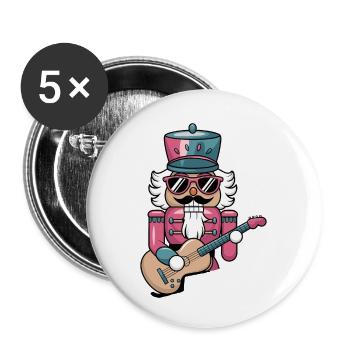 Nutcracker Playing Guitar - Buttons large 2.2'' (5-pack) - white