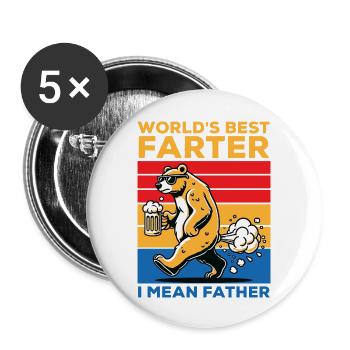 World s Best Farter I mean Father - Buttons large 2.2'' (5-pack) - white