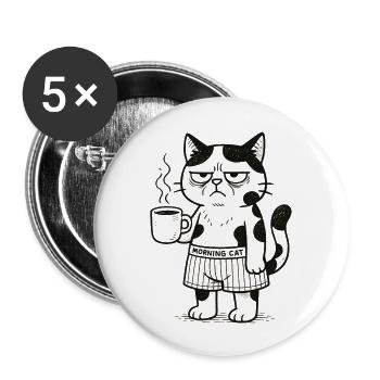 Grumpy Morning Cat - Buttons large 2.2'' (5-pack) - white