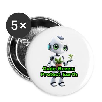 Adorable Robot Girl Holding a Plant – Eco Friendly - Buttons large 2.2'' (5-pack) - white