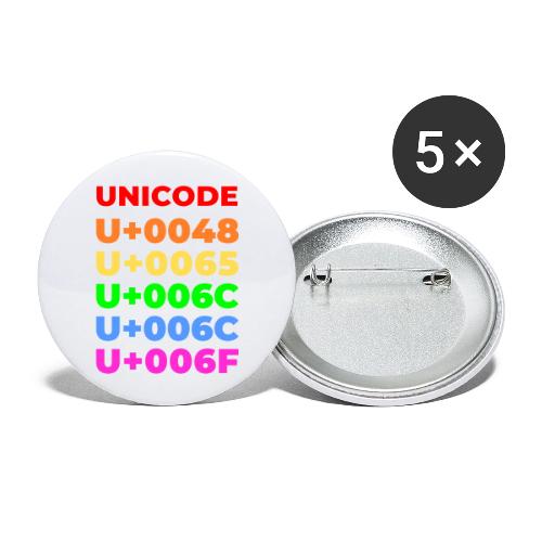 Hello, in unicode - Buttons large 2.2'' (5-pack)