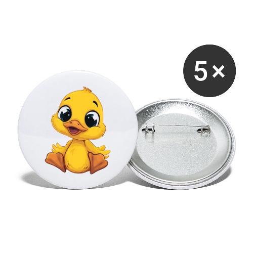 Sweet Yellow Cartoon Duck Sitting Happily - Buttons large 2.2'' (5-pack)