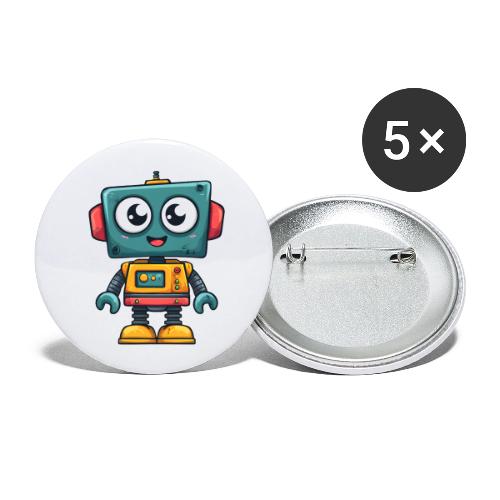 Cute Cartoon Robot Standing with a Smile - Buttons large 2.2'' (5-pack)