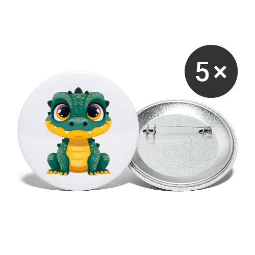 Smiling Cartoon Alligator - Buttons large 2.2'' (5-pack)