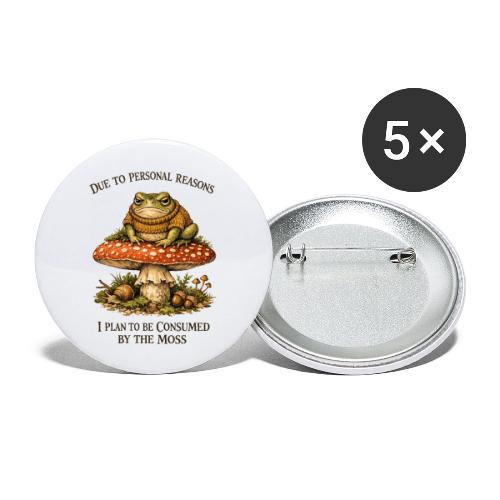 Frog Consumed by Moss Cottagecore Aesthetic - Buttons large 2.2'' (5-pack)
