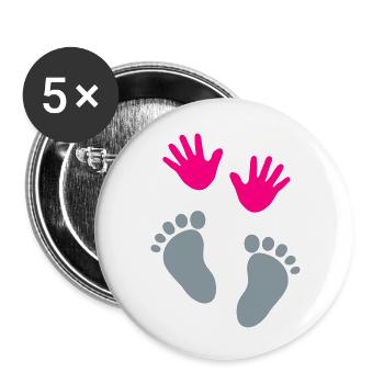Baby feet and hands - Buttons large 2.2'' (5-pack) - white