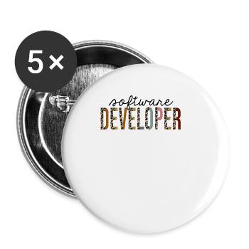 Software Developer Leopard Print Funny - Buttons large 2.2'' (5-pack) - white