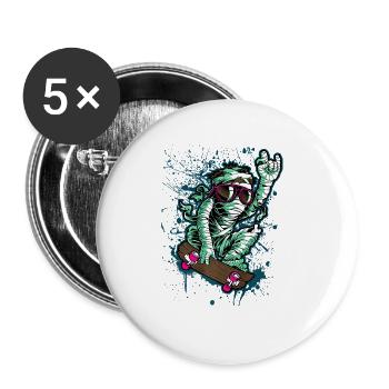 Cool Mummy Skateboard - Buttons large 2.2'' (5-pack) - white