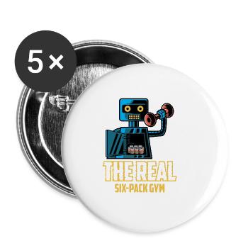 Real Six Pack Funny Person Gift - Buttons large 2.2'' (5-pack) - white