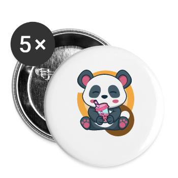 Panda And Bubble Tea - Buttons large 2.2'' (5-pack) - white