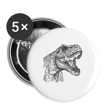 Roaring T-rex Dinosaur Cool Dino Design - Buttons large 2.2'' (5-pack) - white