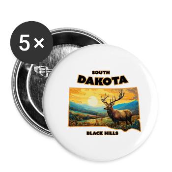 South Dakota - Elk - Buttons large 2.2'' (5-pack) - white