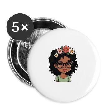 Cute black girl - Buttons large 2.2'' (5-pack) - white