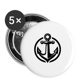 Vintage Old Wet Anchor In Circle Logo - Buttons large 2.2'' (5-pack) - white