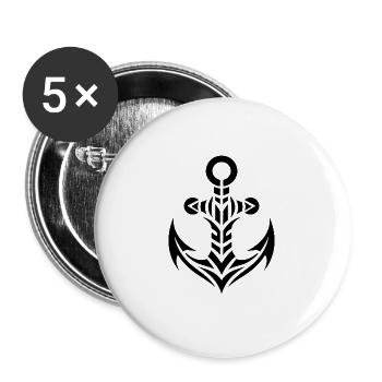 Old Wet Anchor With Tribal Tattoo Style - Buttons large 2.2'' (5-pack) - white