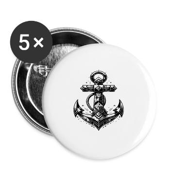 Classic Tattoo Anchor Elegant Sketch Style - Buttons large 2.2'' (5-pack) - white