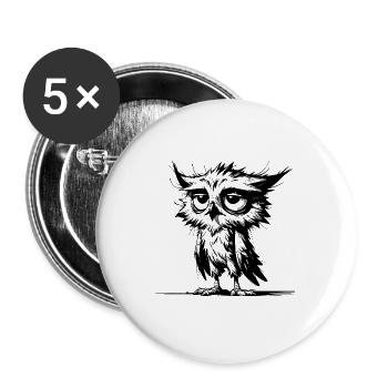 Sleepy Owl And Grumpy Night Watchman - Buttons large 2.2'' (5-pack) - white