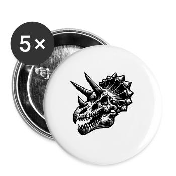 Triceratops - Dinosaur Head Sketch - Buttons large 2.2'' (5-pack) - white