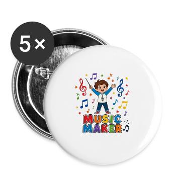 Music Maker Kid Colorful Notes - Buttons large 2.2'' (5-pack) - white