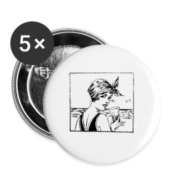 Vintage Summer Lady - Buttons large 2.2'' (5-pack) - white