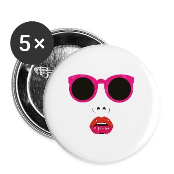 Pink Face - Buttons large 2.2'' (5-pack) - white