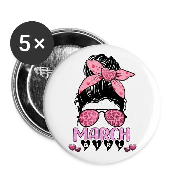 Birthday Born In march Girl Messy Bun Bandana - Buttons large 2.2'' (5-pack) - white