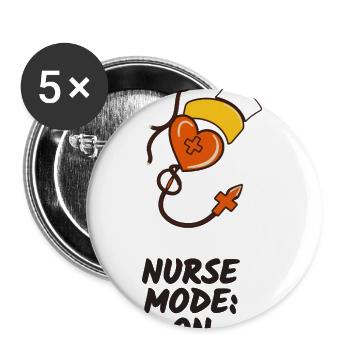 Nurse Mode On Heart Stethoscope - Buttons large 2.2'' (5-pack) - white
