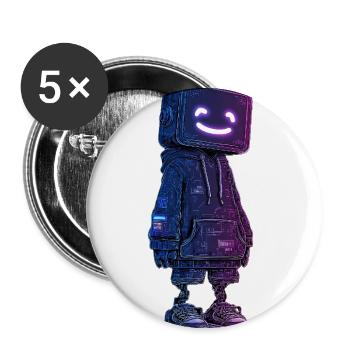 Neon Smile Bot Hoodie - Buttons large 2.2'' (5-pack) - white