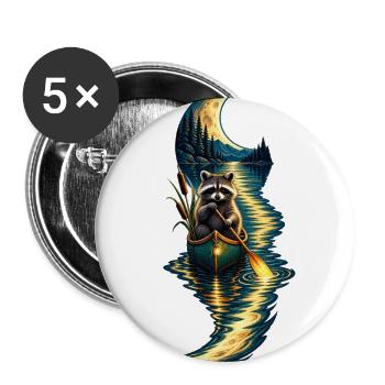 Moonlit Raccoon in a Canoe - Buttons large 2.2'' (5-pack) - white