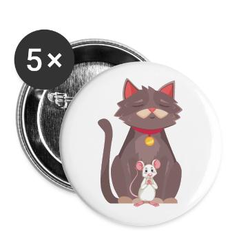 cute cat and mouse - Buttons large 2.2'' (5-pack) - white