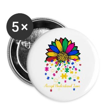 Sunflower Lover Autism Cricut Shirt - Buttons large 2.2'' (5-pack) - white