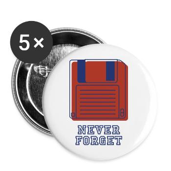Never Forget Retro Floppy Disk - Buttons large 2.2'' (5-pack) - white