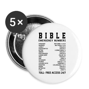 Bible Emergency Number Funny Phone Call Gift - Buttons large 2.2'' (5-pack) - white