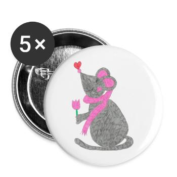 Cute mouse - Buttons large 2.2'' (5-pack) - white