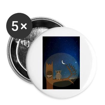 Owl in dead tree with chicks at night - Buttons large 2.2'' (5-pack) - white