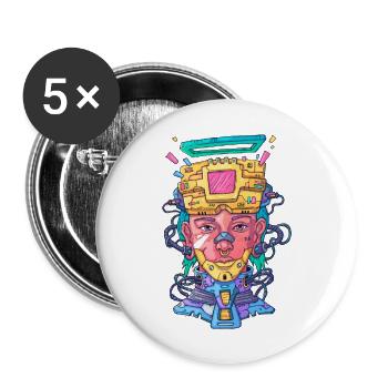 Face Futuristic Style - Buttons large 2.2'' (5-pack) - white