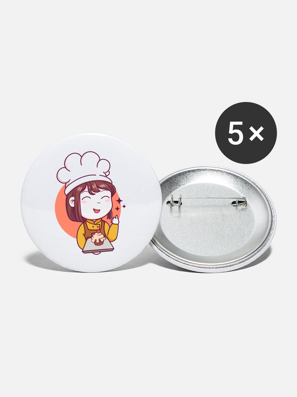 CUTE GIRL - Buttons large 2.2'' (5-pack) - white