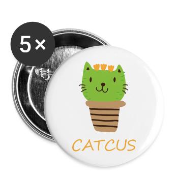 Catcus Cat Cactus Green Cat Funny Cat - Buttons large 2.2'' (5-pack) - white