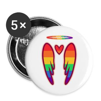 Pride Angel Wings Rainbow - Buttons large 2.2'' (5-pack) - white