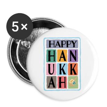 Happy Hanukkah Dreidel - Buttons large 2.2'' (5-pack) - white